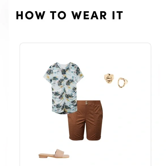 Multi-Floral Stretched Crew Neck Fitted Ruched Top - Picture 4 of 9